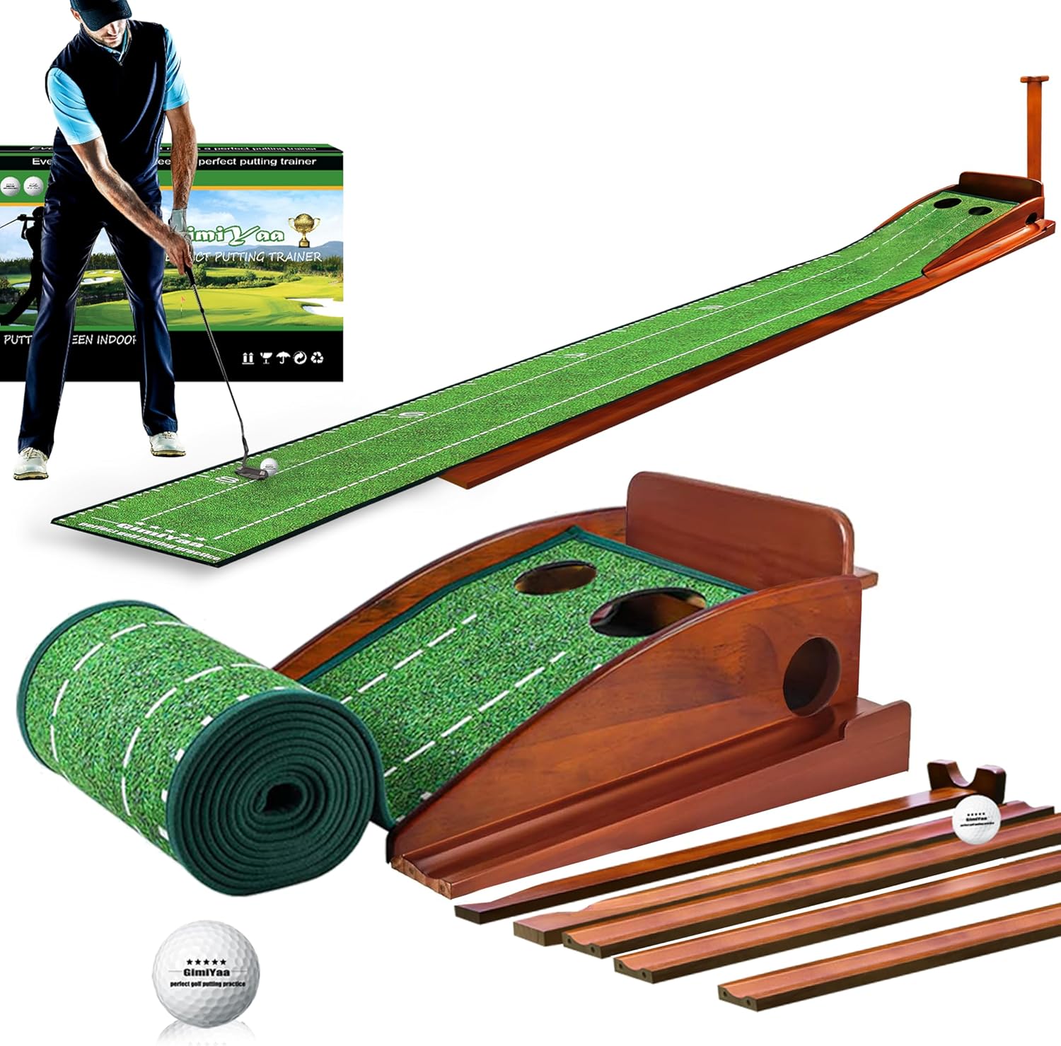 GimYaa Golf Putting Mat with Auto Ball Return for Indoor Use