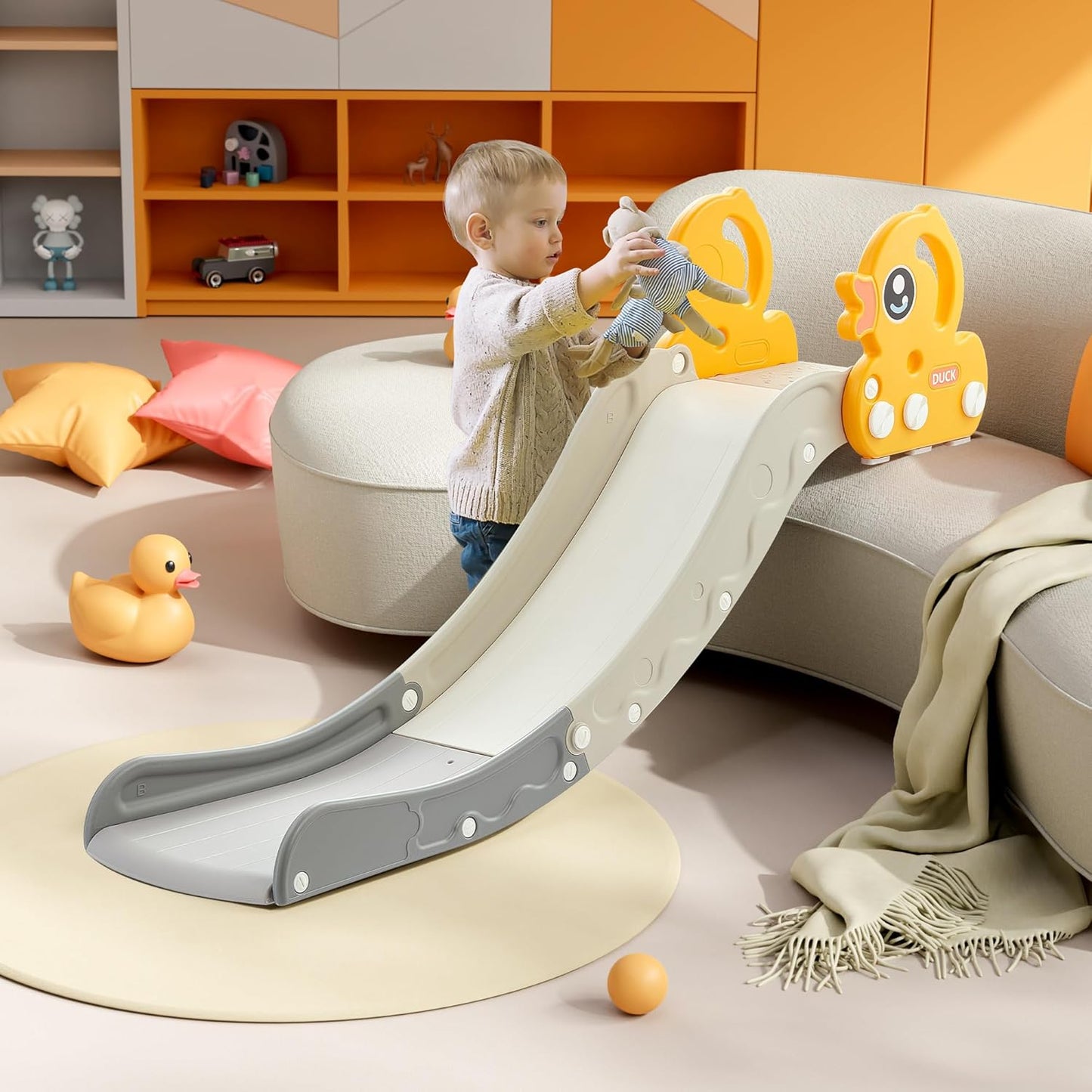 Indoor Kids Baby Couch Slide for Toddlers with Fun Duck Design