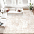 Area Rugs 8x10 Vintage Rug Beige Brown - Washable Low-Pile Comfort