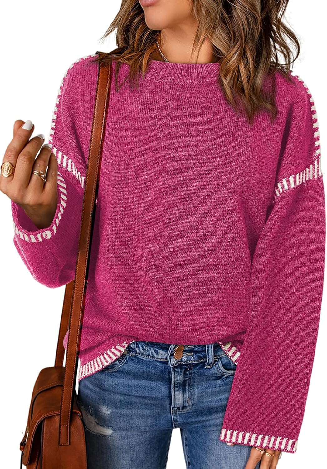 Dokotoo Fashion Solid Crewneck Loose Fit Pullover Sweater