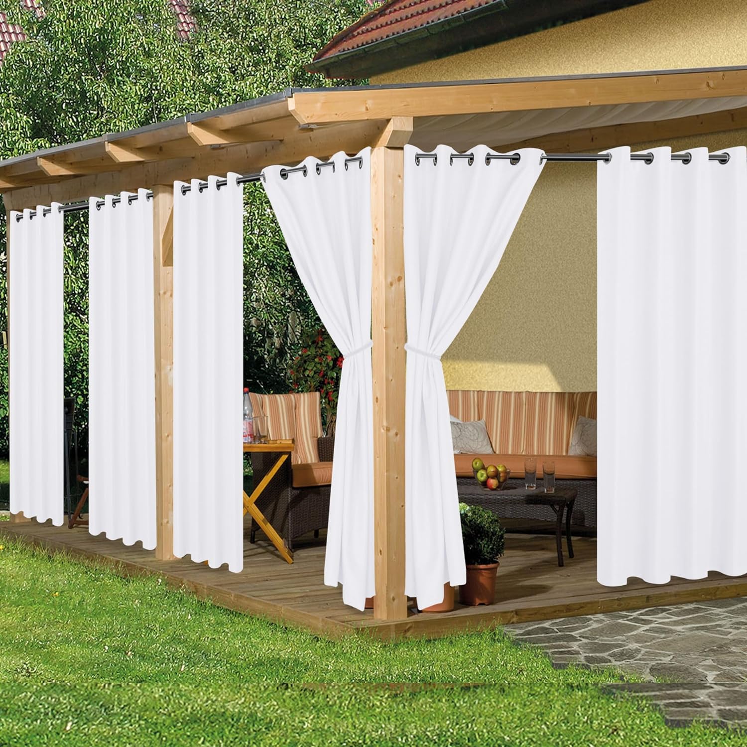 Waterproof Outdoor Curtains for Patio - 6 Panels, 54x108 in