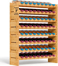 72 Bottle Wine Rack Stackable Bamboo 8-Tier - Compact Cellar Storage