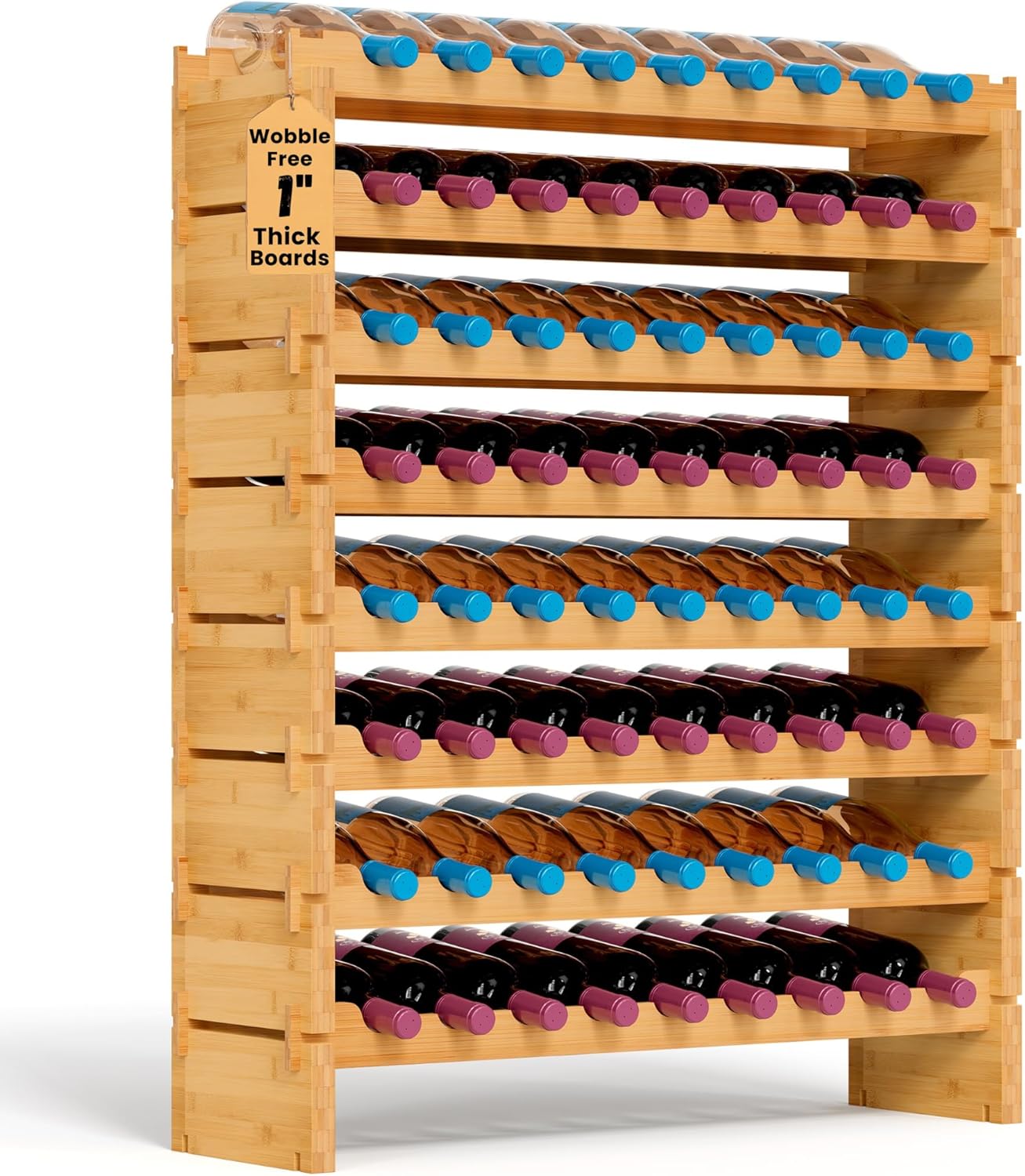 NutriChef 72 Bottle Wine Rack - Stylish Bamboo Storage Solution