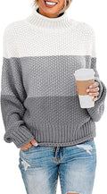 ZESICA Women's Turtleneck Batwing Sleeve Oversized Chunky Knit Sweater
