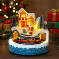 Animated Christmas Village Figurine Lighted Santa with Moving Train