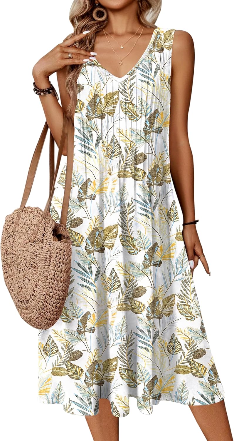 Zeagoo Women Summer Casual Dress 2025 Midi Swing Tank Sundress