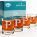 On The Rox Drinks 4-Piece 11 oz Engraved Rocks Glass Set - Elegant