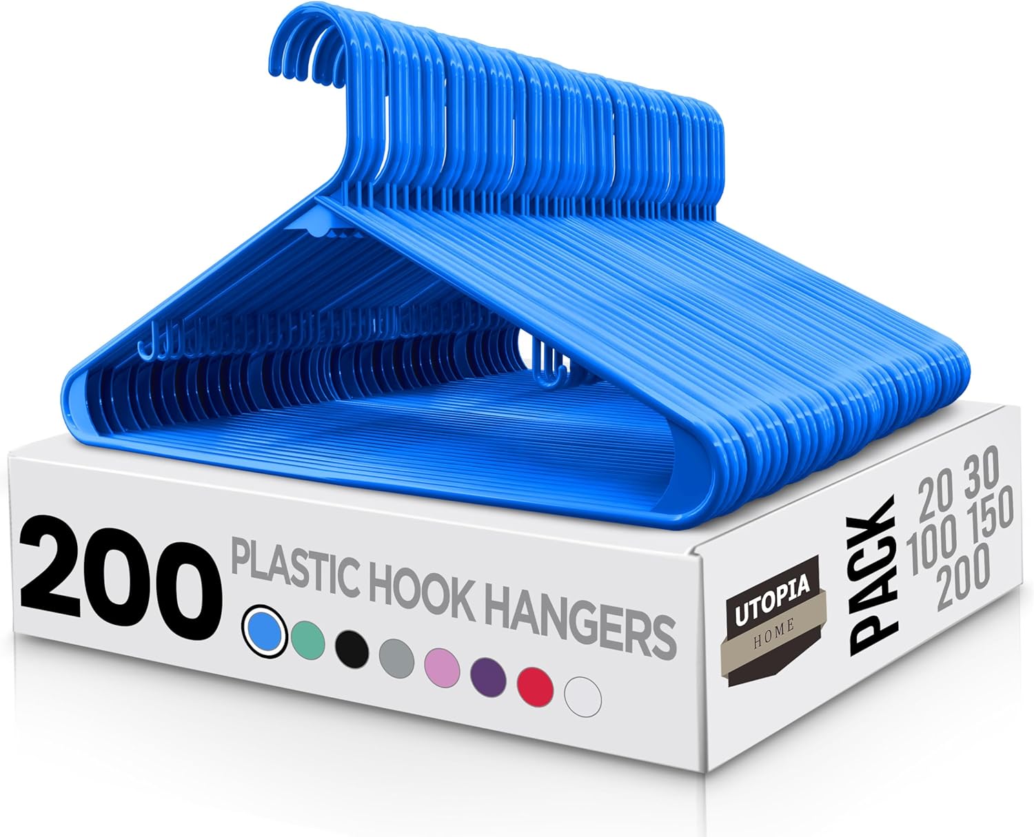 Durable Plastic Hangers 200 Pack for Space Saving Closets