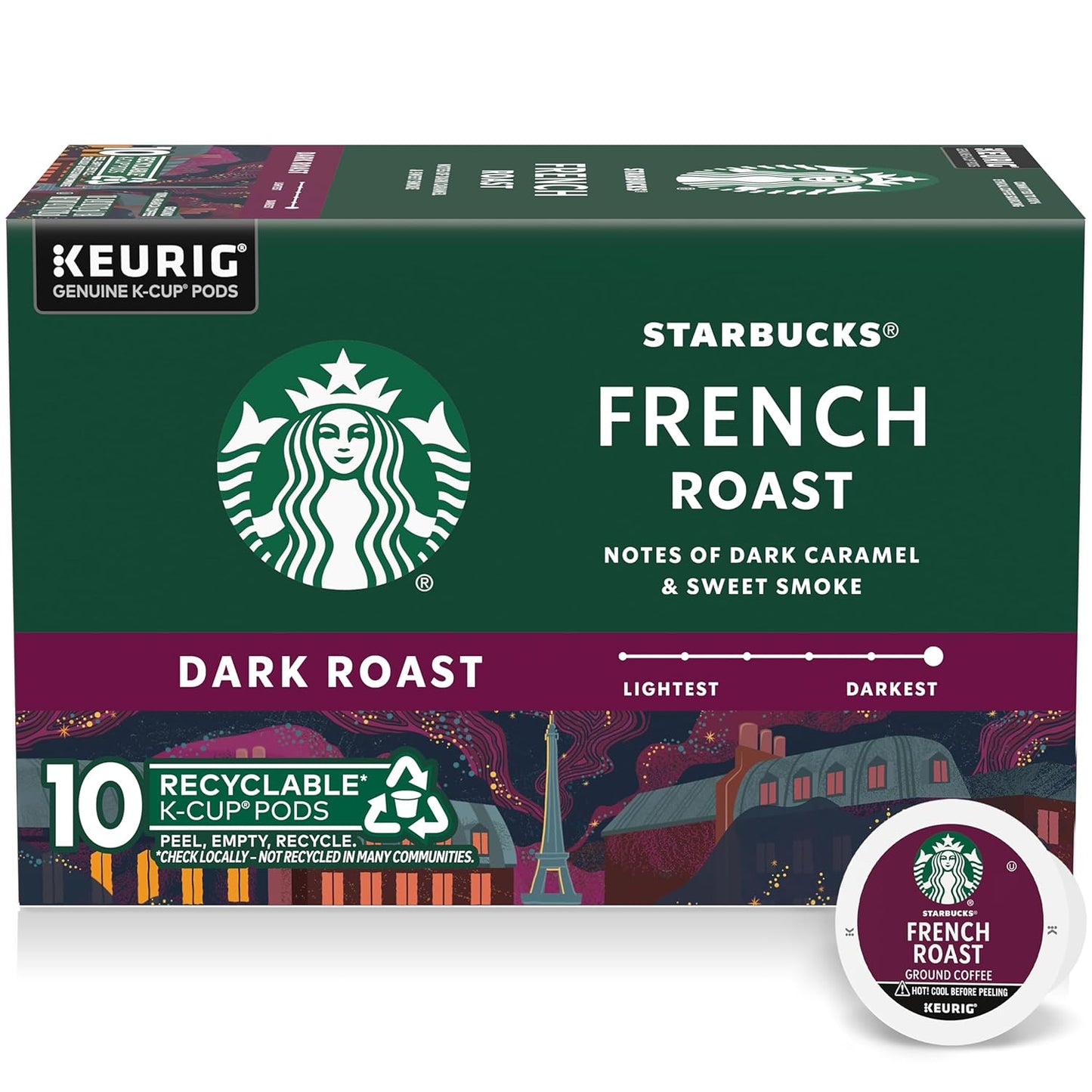 Starbucks French Roast K-Cup Pods, Bold Dark Roast, 100% Arabica