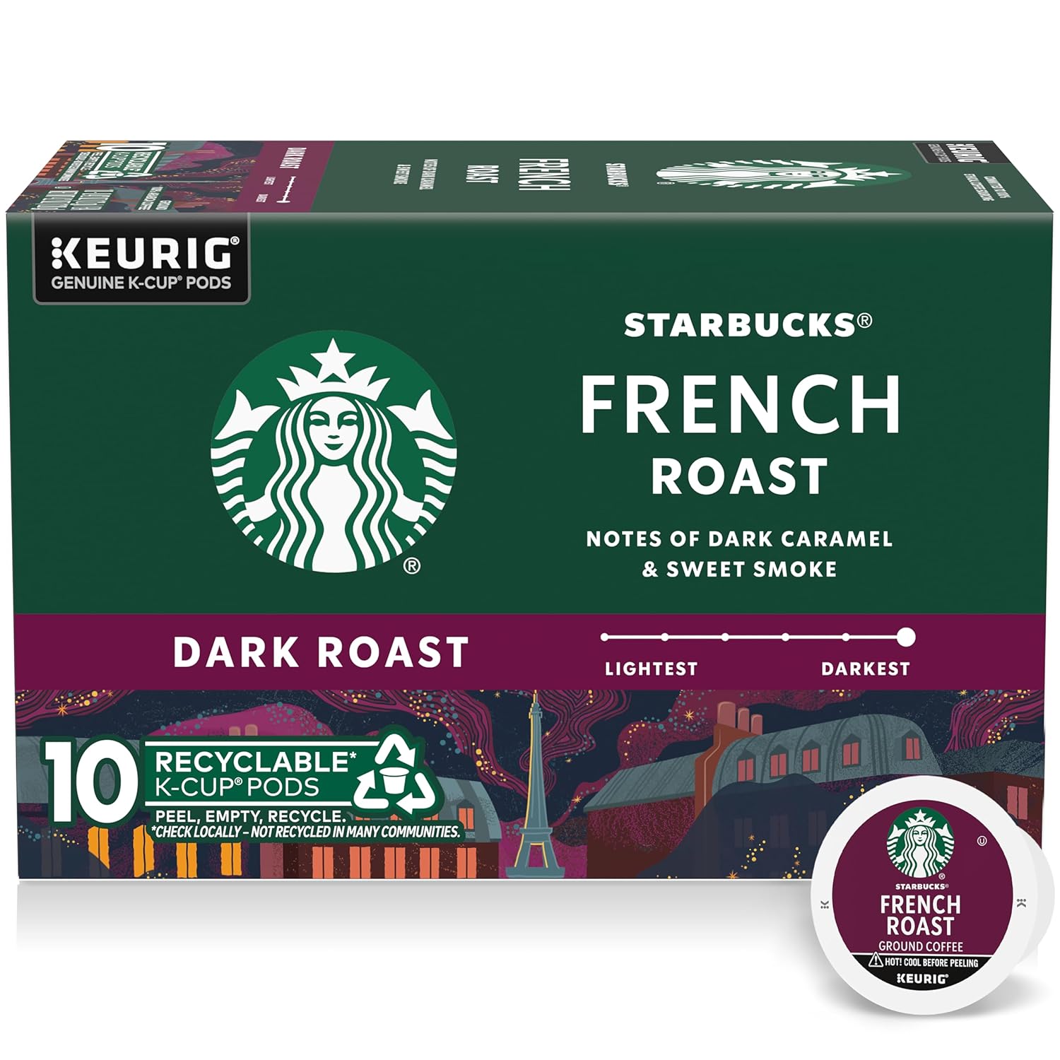 Starbucks French Roast K-Cup Pods, Bold Dark Roast, 100% Arabica