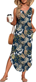 MISFAY Women's Summer Maxi Dress Sleeveless Loose Long Beach Split up