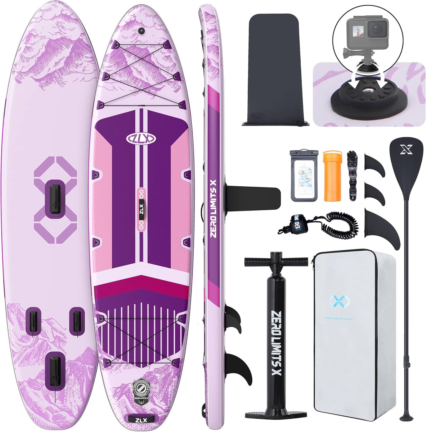 ZLX 11ft 6in Extra Wide Inflatable Stand Up Paddle Board for All