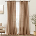 Brown Curtains for Living Room Back Tab Semi Sheer Panels 52x108