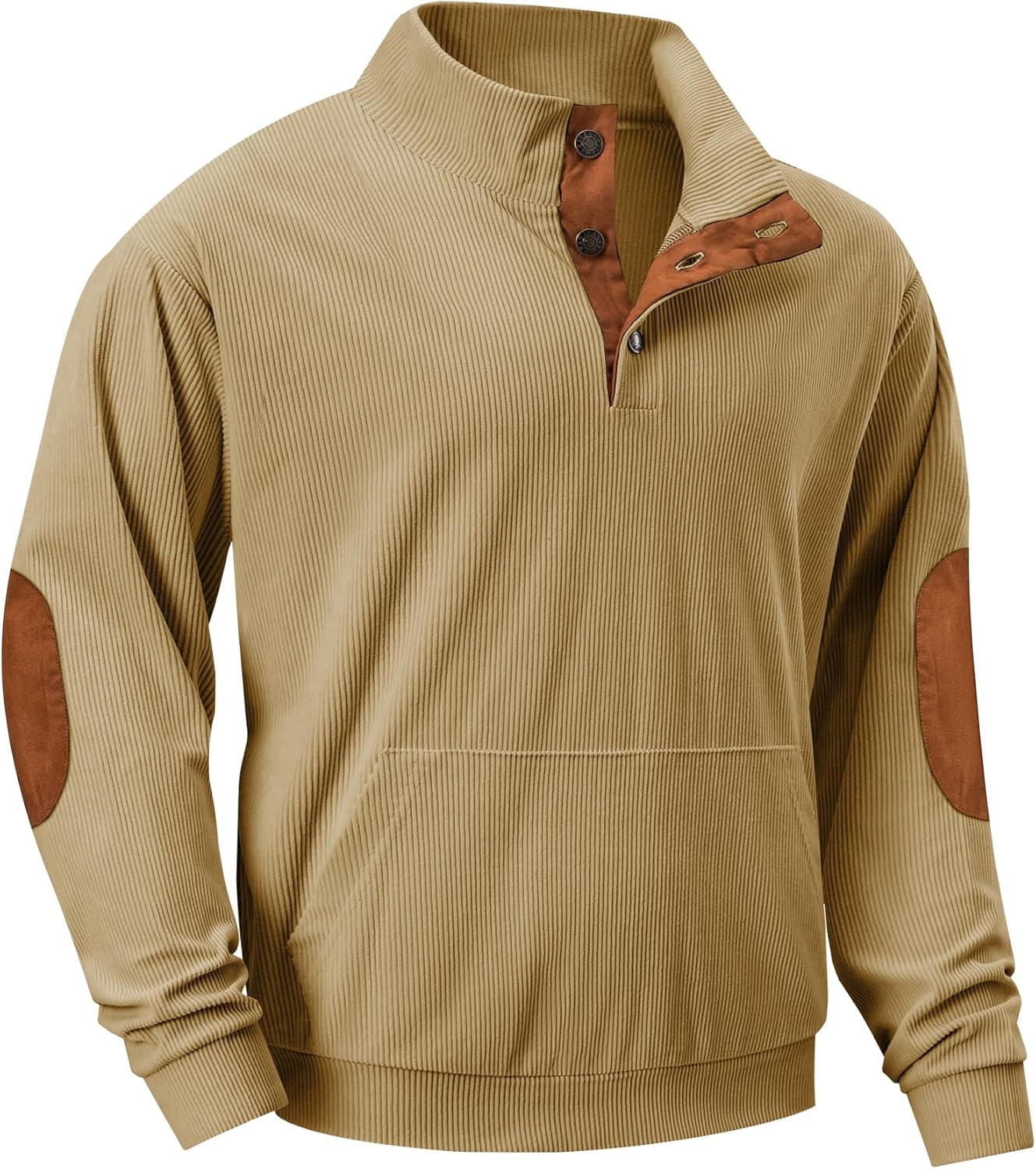 JMIERR Mens Warm Corduroy Sweatshirt with Stand Collar Design