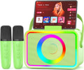 Karaoke Machine Green Portable Bluetooth Speaker with 2 Mics - Party