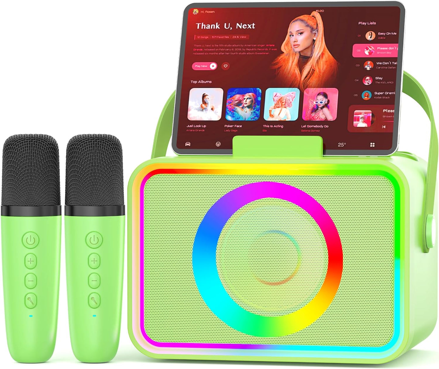 Portable Karaoke Machine with LED Lights and 2 Microphones