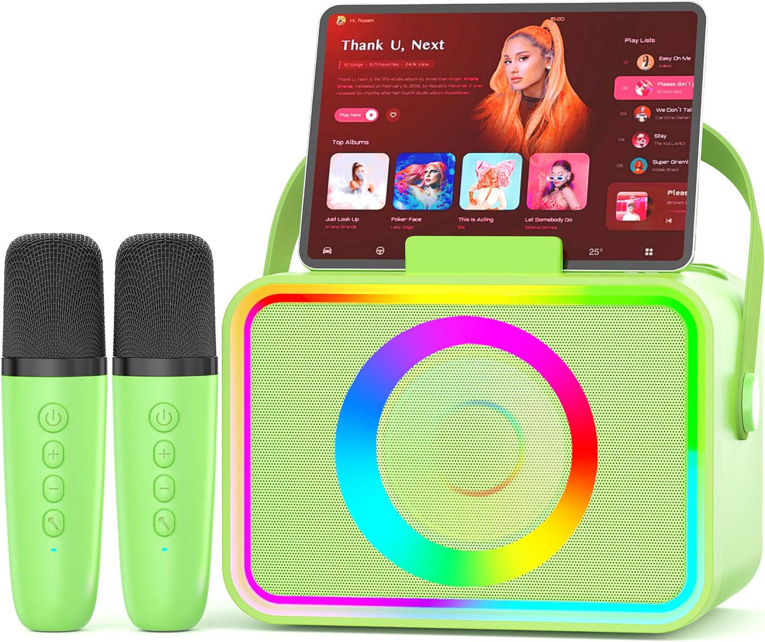 Portable Karaoke Machine with LED Lights and 2 Microphones