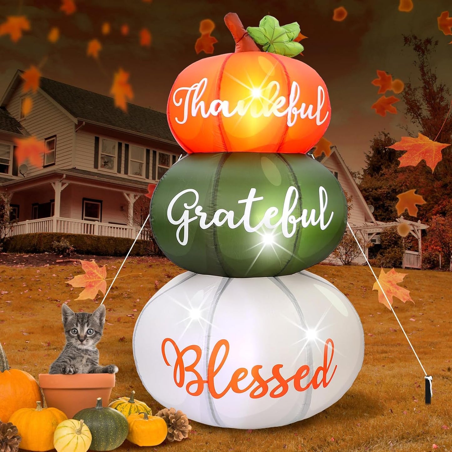 VIHOSE 6.4 ft Fall Inflatables Pumpkin for Thanksgiving Decor