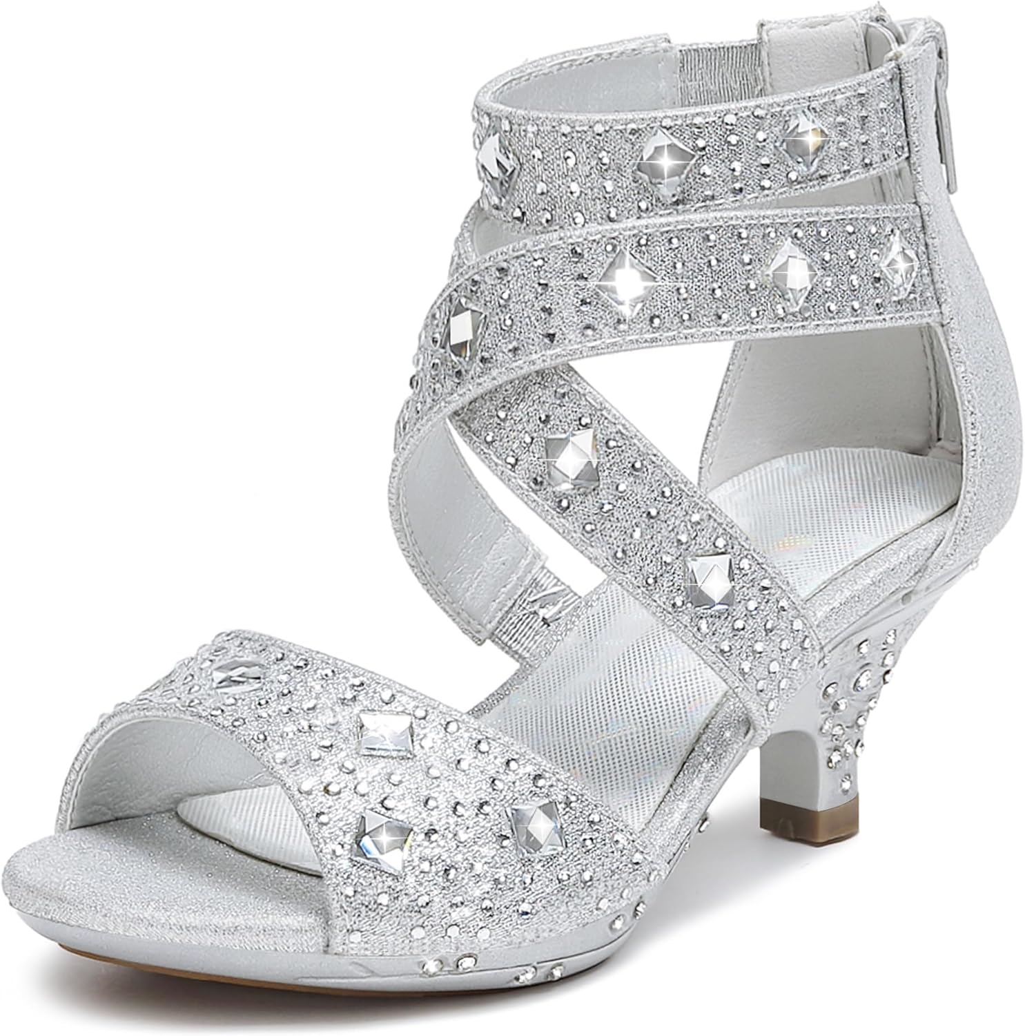 Dufannie Toddler High Heels Glitter Pump Sandals for Girls