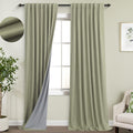 KOUFALL Sage Green Blackout Curtains for Bedroom Living Room