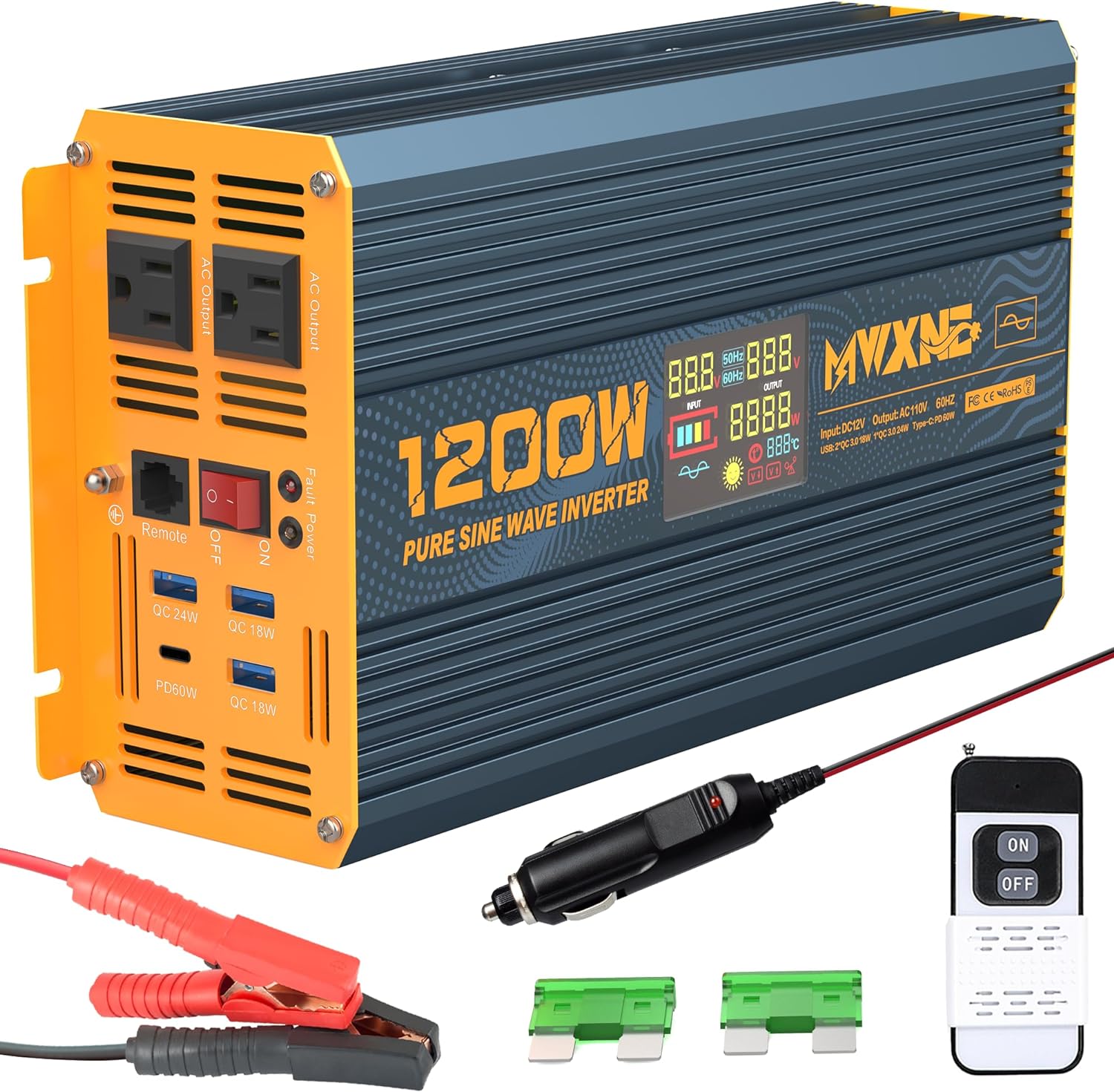 1200 Watt Pure Sine Wave Power Inverter for Home and RV