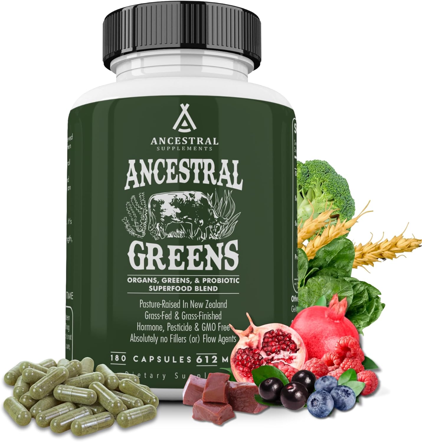Organic Superfood Greens Powder Capsules for Gut Health