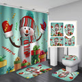 Merry Christmas Shower Curtain Set with 4-Piece Bath Rugs - Festive