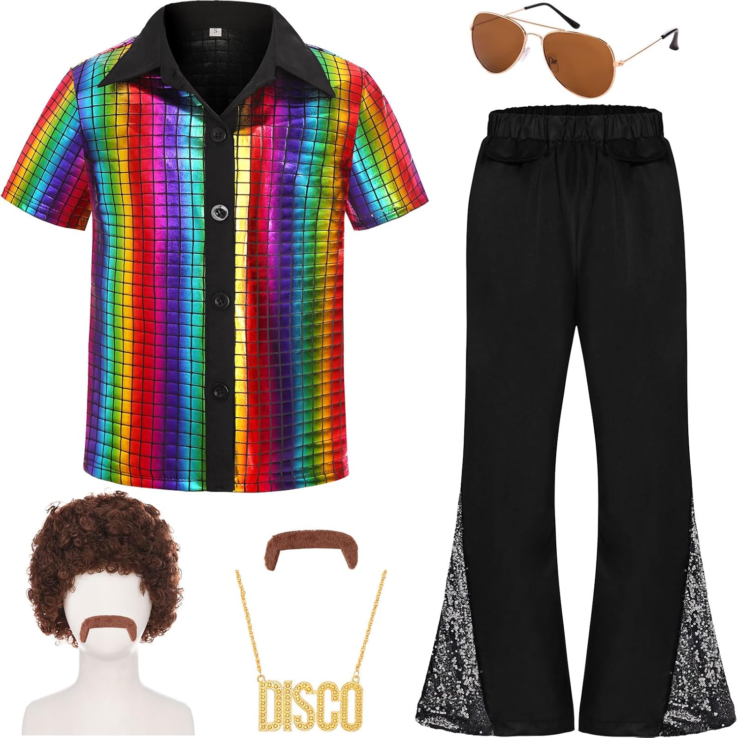 70s Outfits for Boys Kids Disco Costume for Halloween Fun