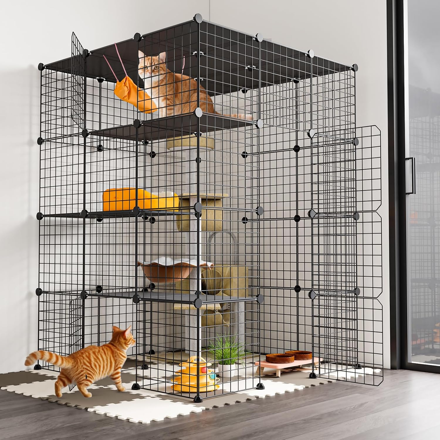 Oneluck 4-Tier 55 Inch Large Cat Cages for Happy Pets
