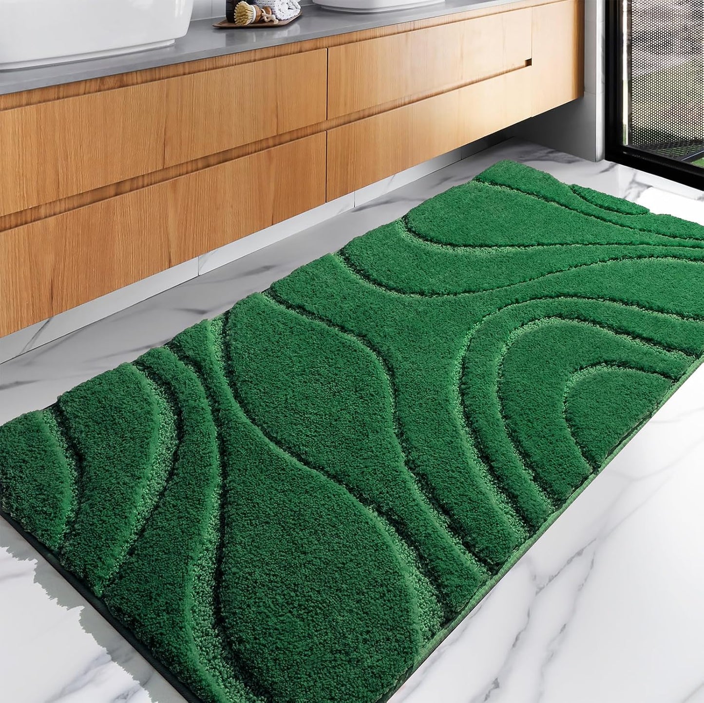 EXDE Soft Plush Shaggy Microfiber Bath Rug for Stylish Bathrooms