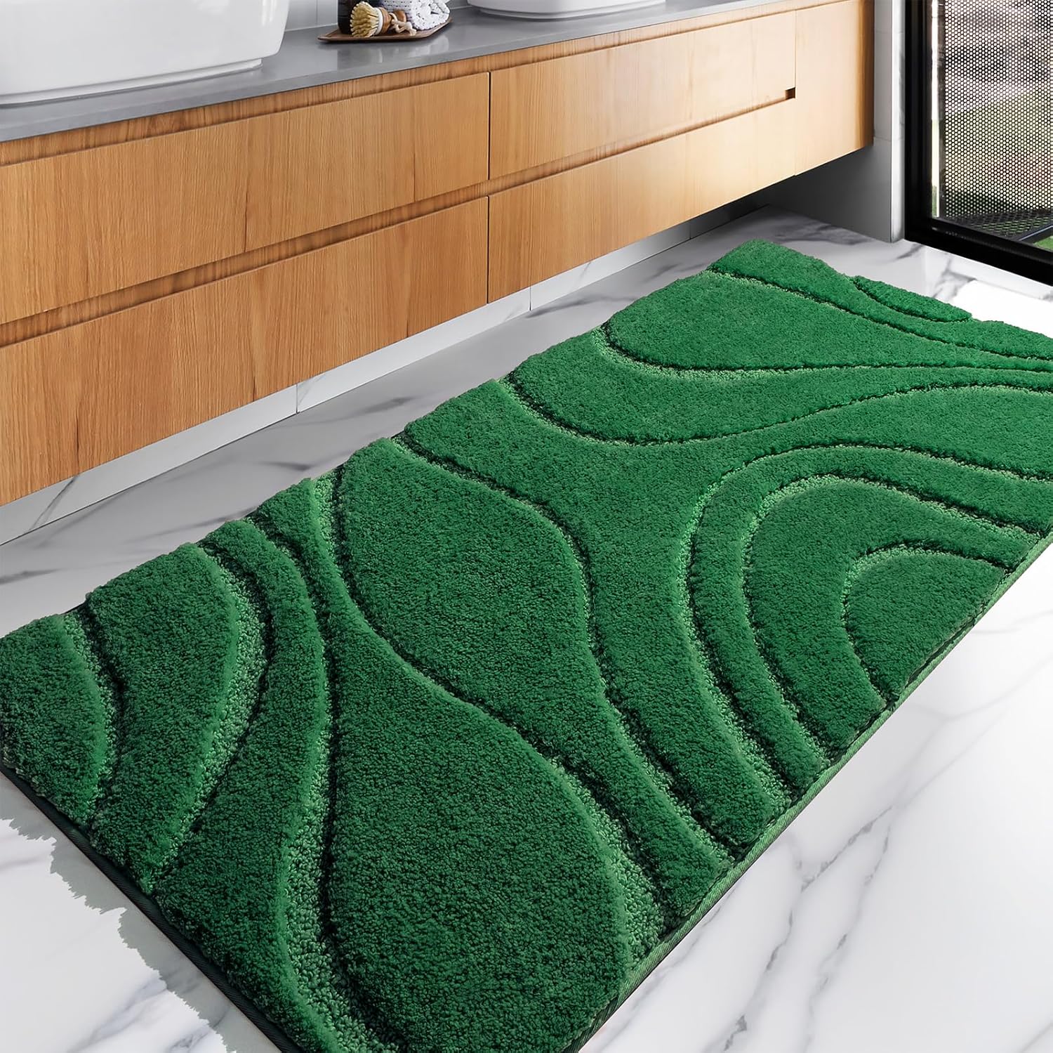 EXDE Soft Plush Shaggy Microfiber Bath Rug for Stylish Bathrooms