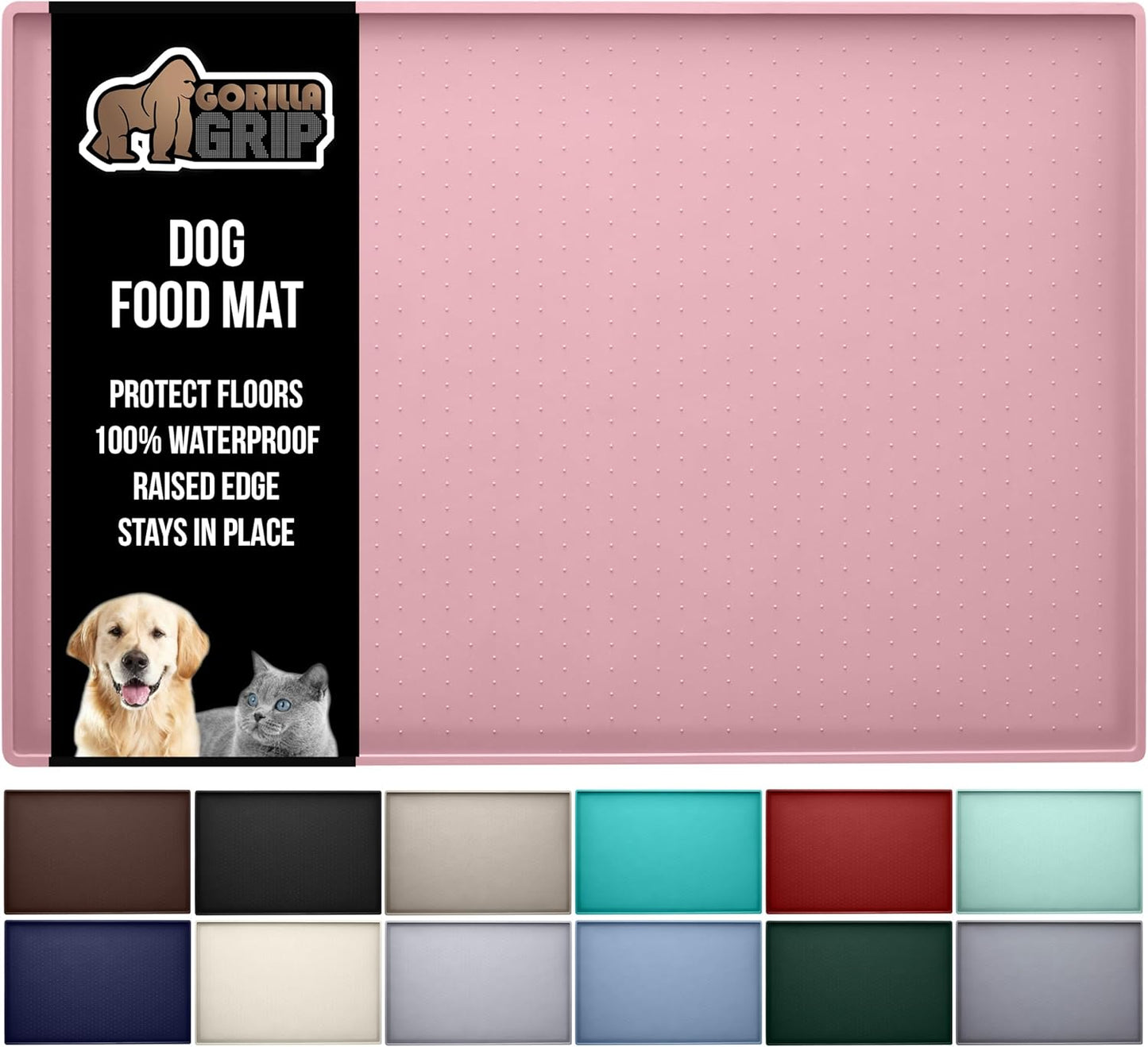 GORILLA GRIP Waterproof Raised Edge Silicone Pet Feeding Mat