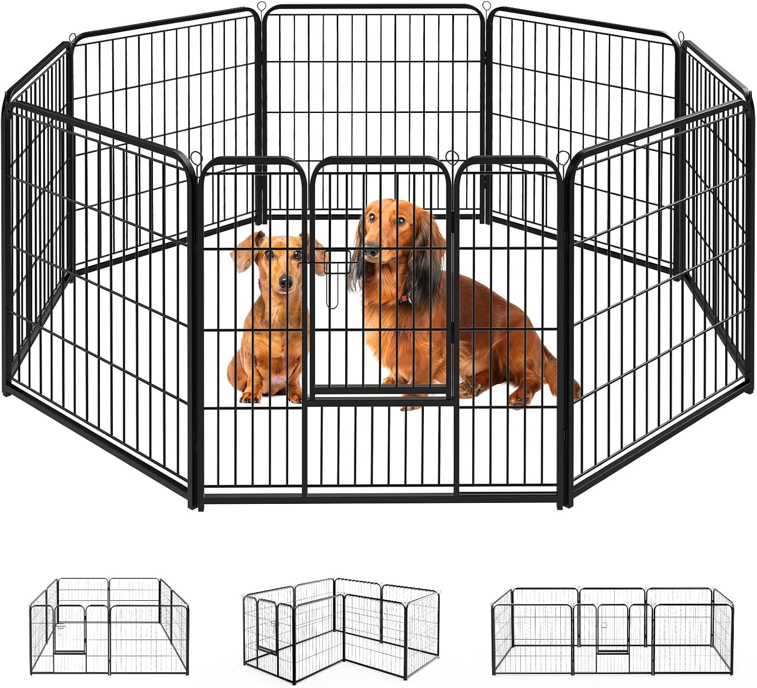 SMUG Heavy-Duty Iron Dog Playpen for Indoor & Outdoor Use