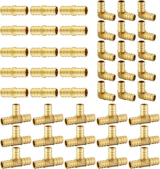 1/2 Barb Pex Brass Crimp Fittings 45-Pack for Reliable Connections
