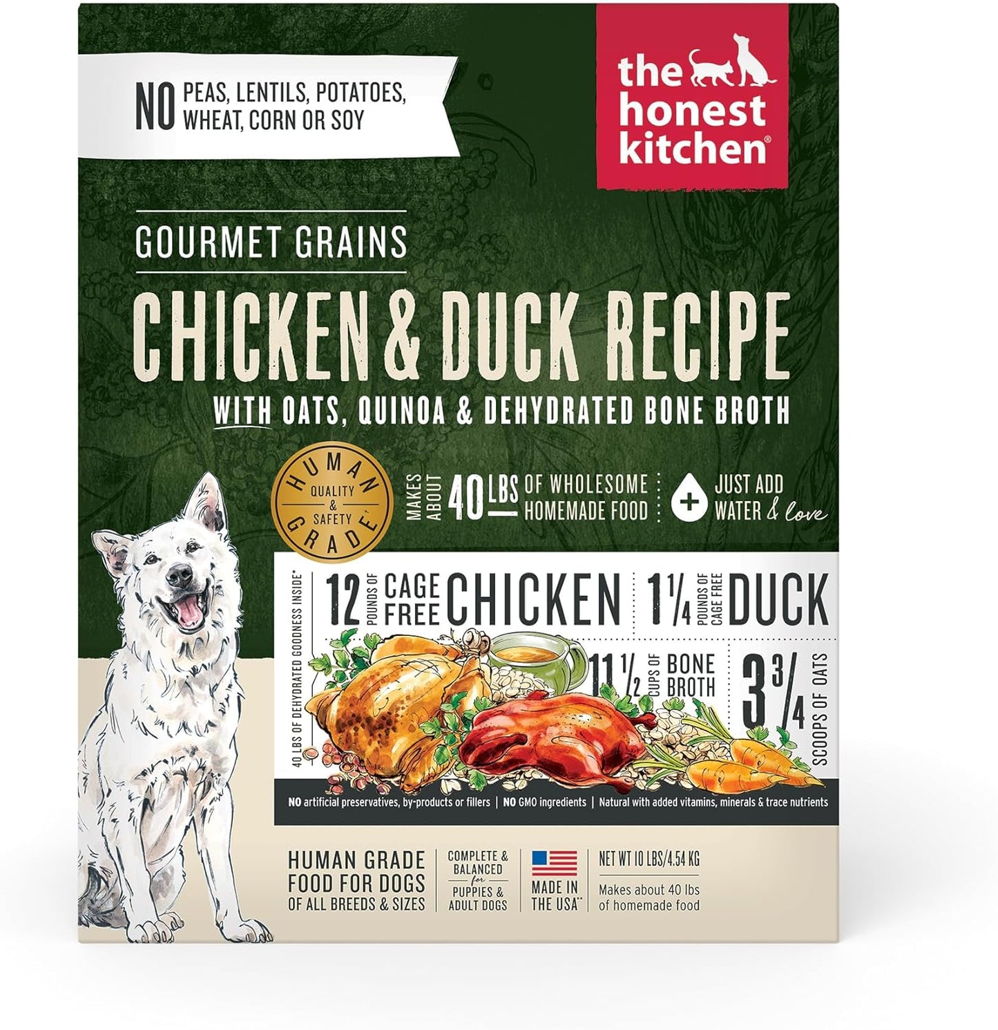 Human Grade Dehydrated Gourmet Grains Dog Food for Dogs