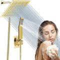 High Pressure Square Rain Gold Shower Head and Handle Set