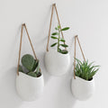 Wall Planters - Ellie 3-Piece Ceramic Hanging Pots - Glossy White