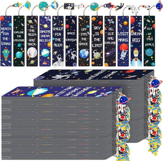 Space Theme Bookmarks with Metal Charms for Reading Lovers