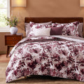 Queen Comforter Set Purple Willow Leaf Floral Seersucker - Cozy All