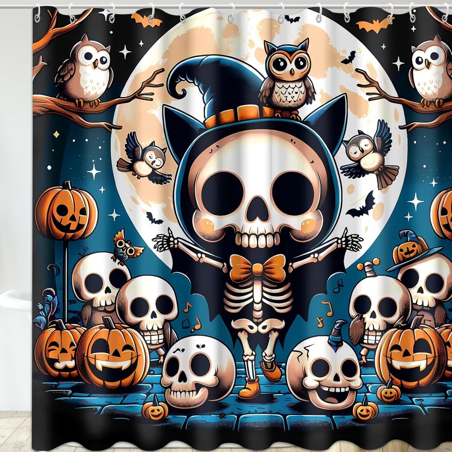 Cute & Funny Halloween Shower Curtain Set-72x72in
