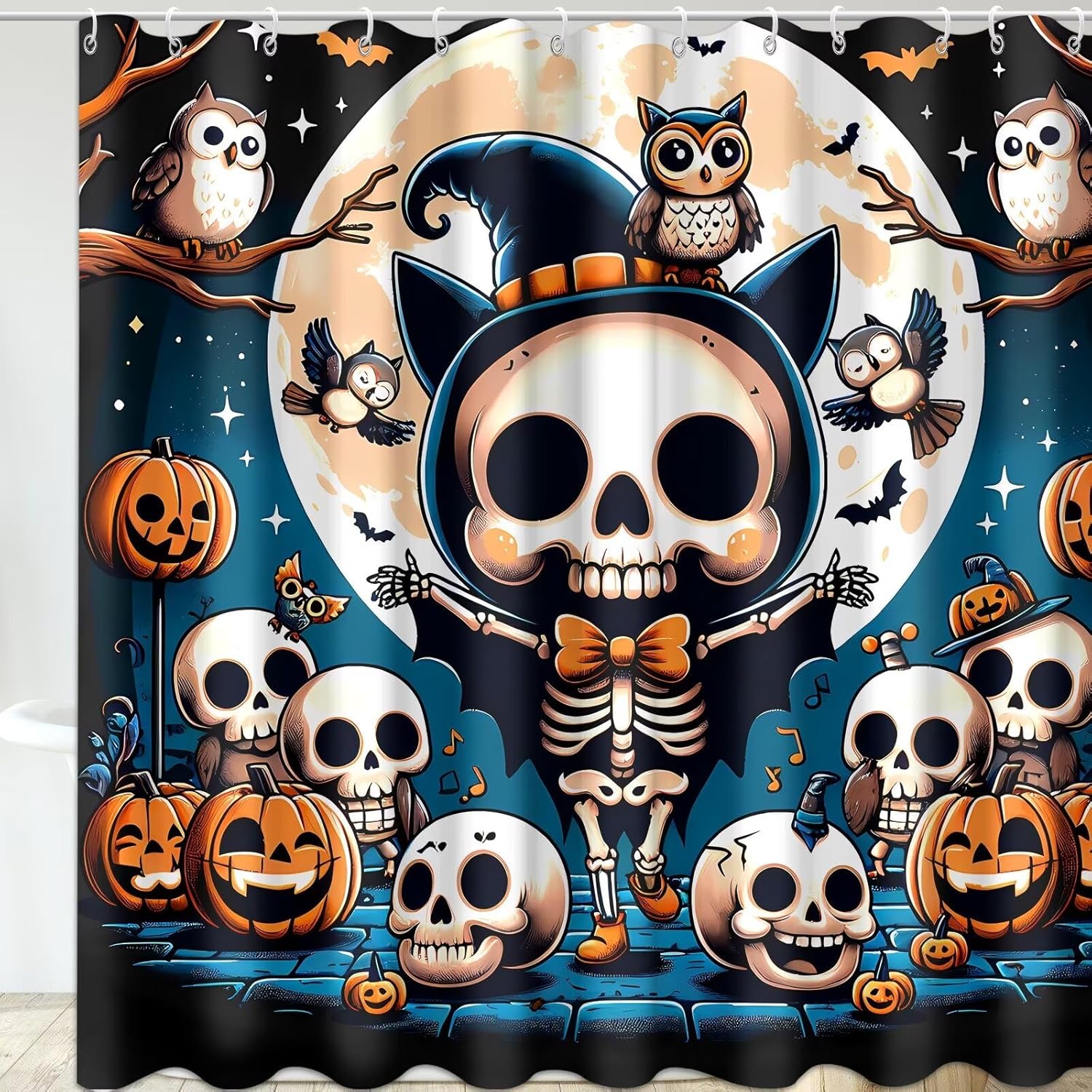 Cute & Funny Halloween Shower Curtain Set-72x72in