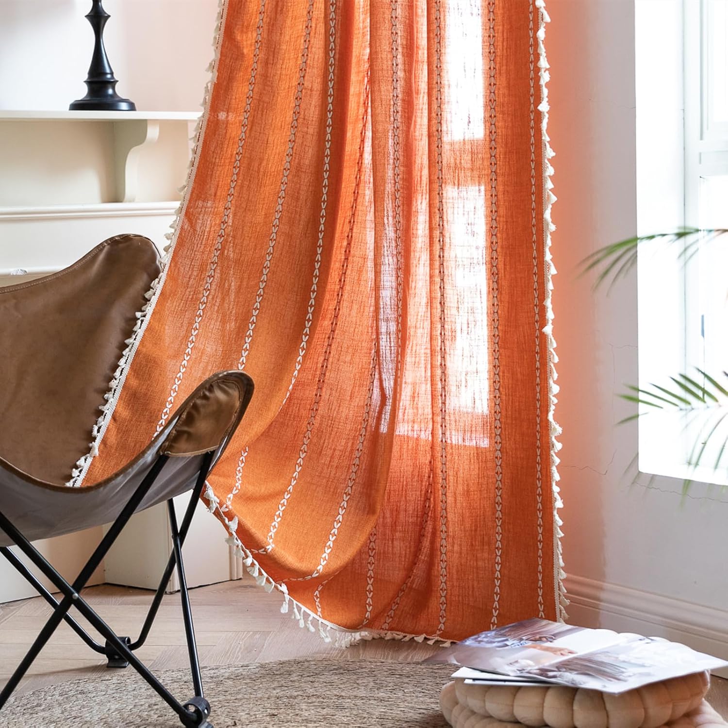 Boho Farmhouse Curtains 84 Inch Length for Chic Home Decor