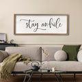 Stay Awhile Sign Wall Decor 32in x 12in - Rustic Living Room Accent