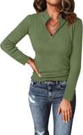 Fall Quarter Zip Pullover Sweater for Women - Fitted Ribbed Knit these