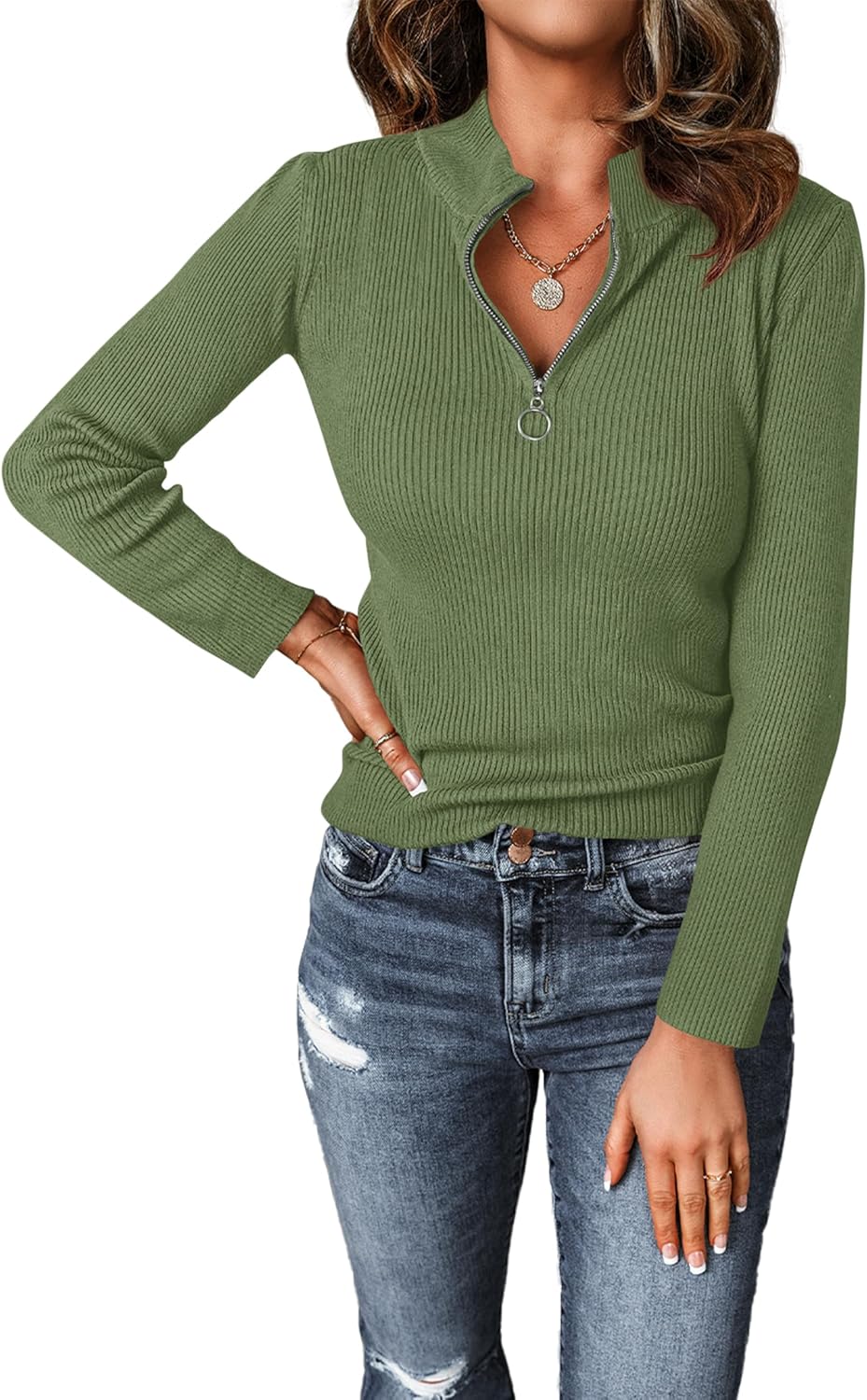 PRETTYGARDEN Fall Quarter Zip Pullover Sweaters for Women