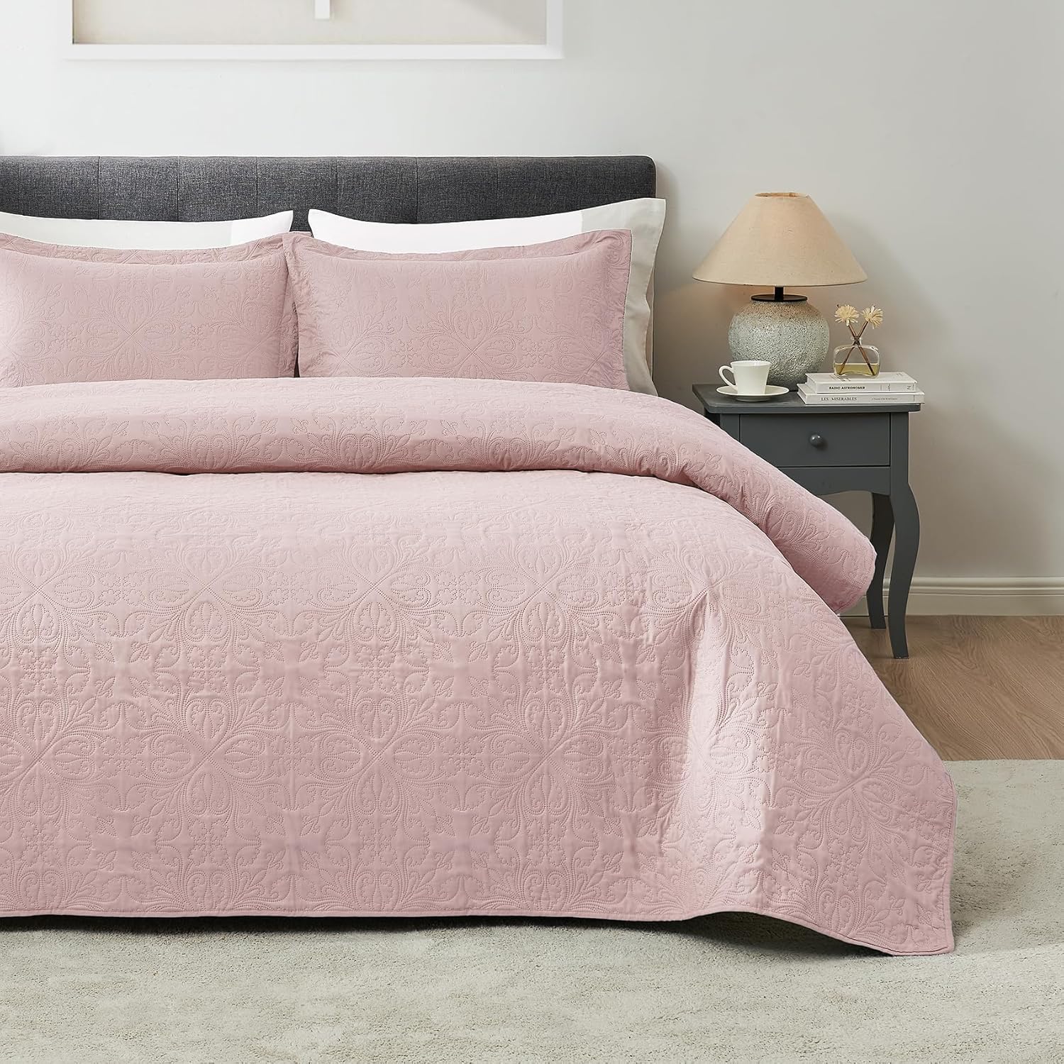 Hansleep Pink Quilt California King Size - Soft Lightweight Bedspread