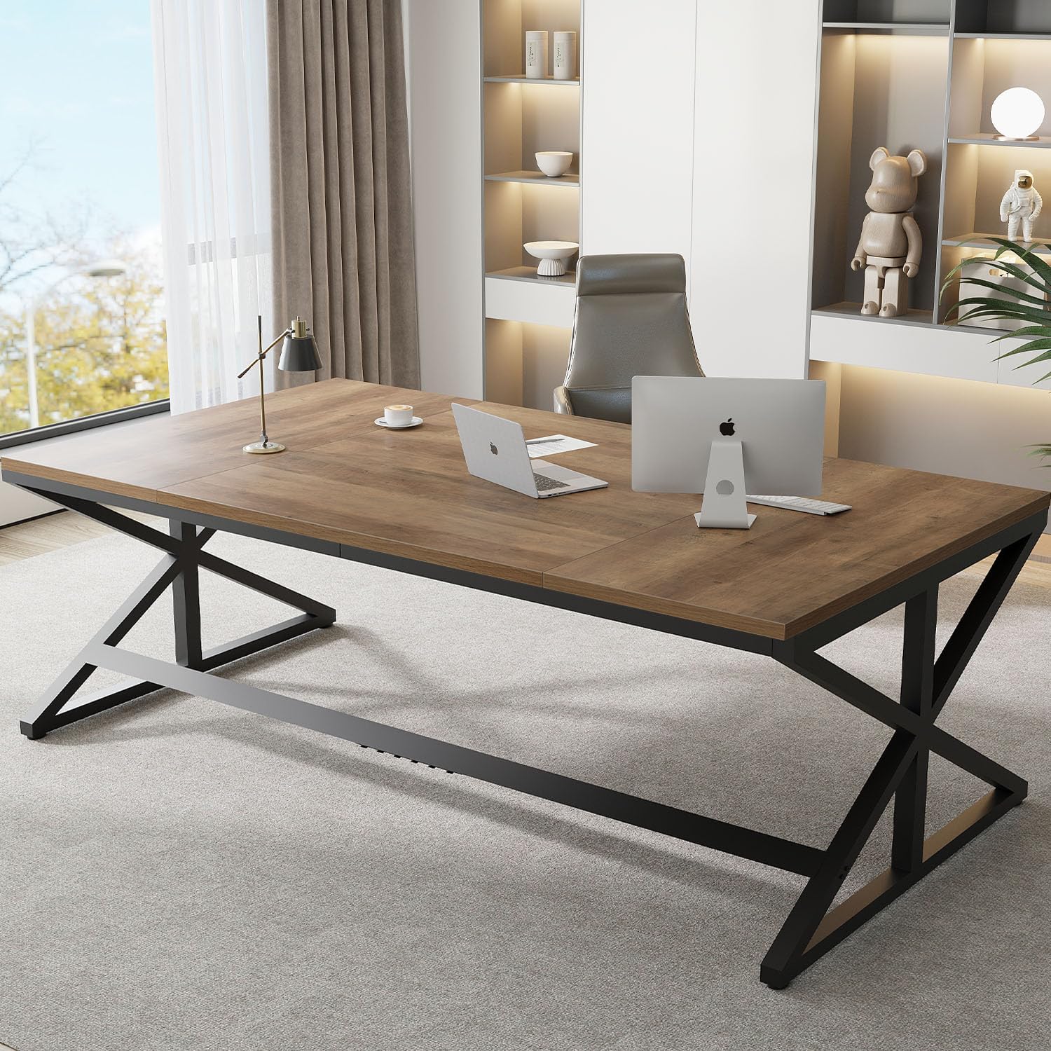 Rustic 70 Oak 2-Person Gaming Desk by IBF