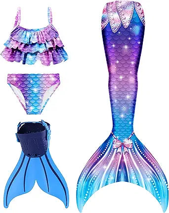 Mermaid Tails with Mono Fin for Kids - Sparkle Swimsuit Fun