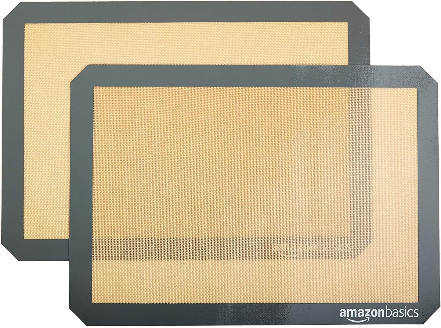 Non-Stick Silicone Baking Mats, 2 Pack: Food Safe, Reusable, 16.5x11.6, Beige/Gray