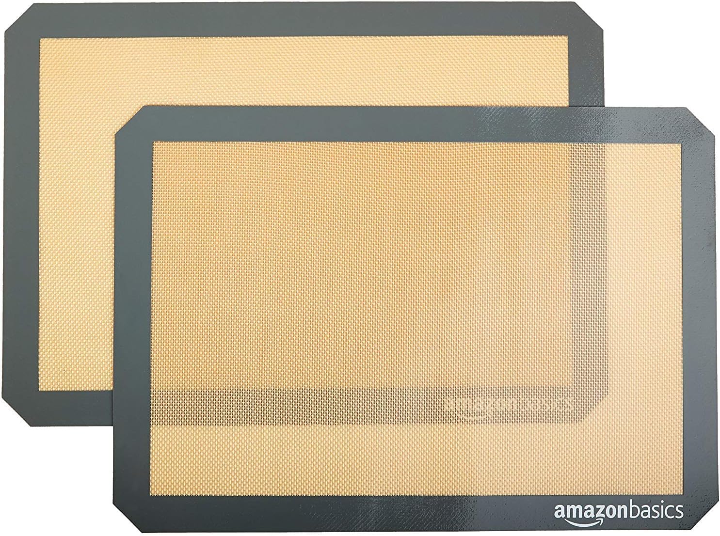 Non-Stick Silicone Baking Mats, 2 Pack: Food Safe, Reusable, 16.5x11.6, Beige/Gray